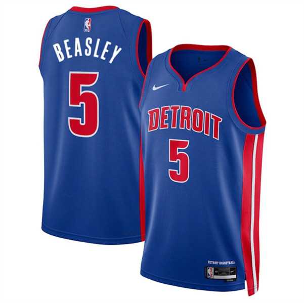 Mens Detroit Pistons #5 Malik Beasley Blue 2024 Icon Edition Stitched Jersey Dzhi->->NBA Jersey